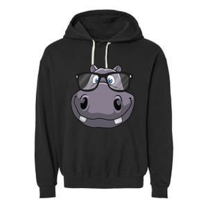 Cool Hippo For Reading Hippopotamus Zoo Garment-Dyed Fleece Hoodie