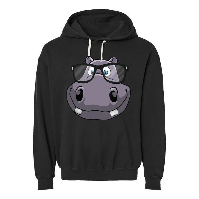 Cool Hippo For Reading Hippopotamus Zoo Garment-Dyed Fleece Hoodie
