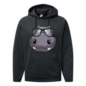 Cool Hippo For Reading Hippopotamus Zoo Performance Fleece Hoodie