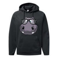 Cool Hippo For Reading Hippopotamus Zoo Performance Fleece Hoodie