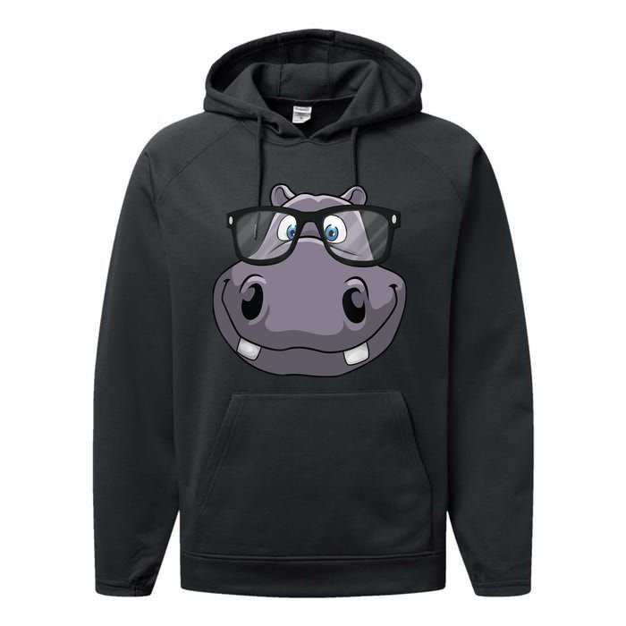 Cool Hippo For Reading Hippopotamus Zoo Performance Fleece Hoodie