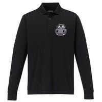 Cool Hippo For Reading Hippopotamus Zoo Performance Long Sleeve Polo