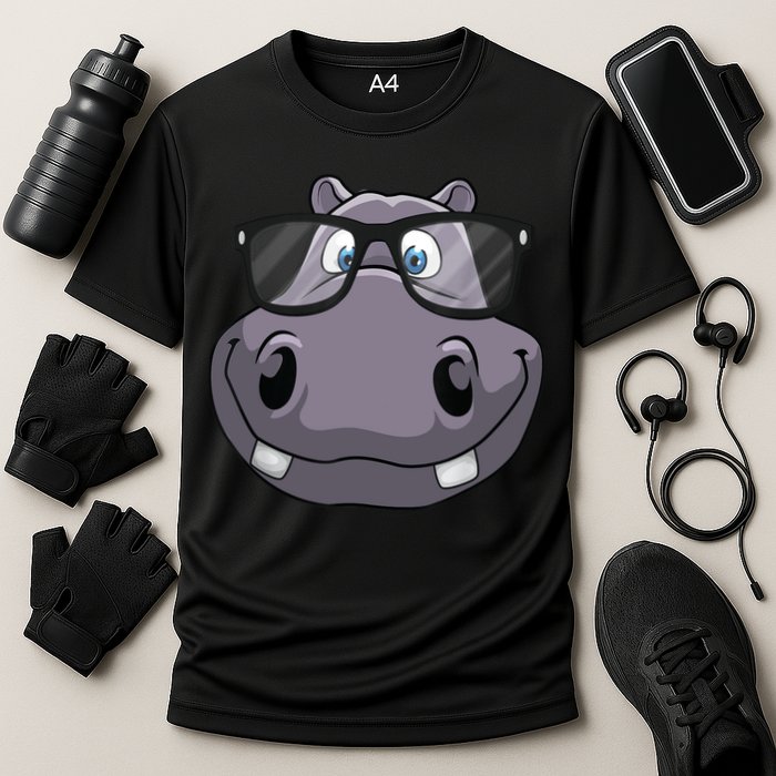 Cool Hippo For Reading Hippopotamus Zoo Performance Shirt