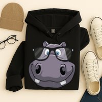 Cool Hippo For Reading Hippopotamus Zoo Hoodie
