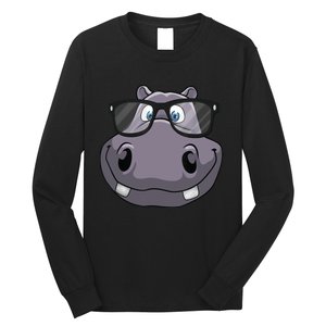 Cool Hippo For Reading Hippopotamus Zoo Long Sleeve Shirt