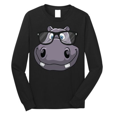 Cool Hippo For Reading Hippopotamus Zoo Long Sleeve Shirt