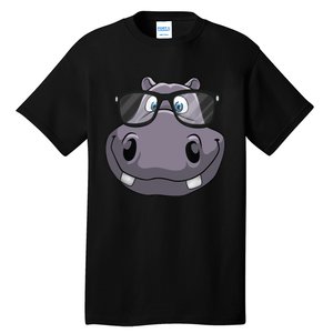 Cool Hippo For Reading Hippopotamus Zoo Tall T-Shirt