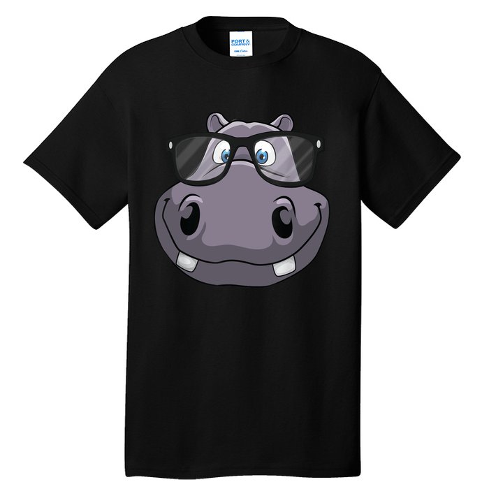 Cool Hippo For Reading Hippopotamus Zoo Tall T-Shirt