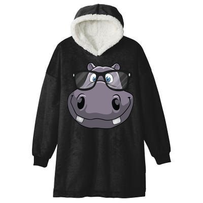 Cool Hippo For Reading Hippopotamus Zoo Hooded Wearable Blanket