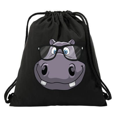 Cool Hippo For Reading Hippopotamus Zoo Drawstring Bag