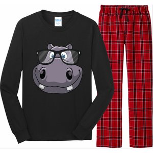 Cool Hippo For Reading Hippopotamus Zoo Long Sleeve Pajama Set