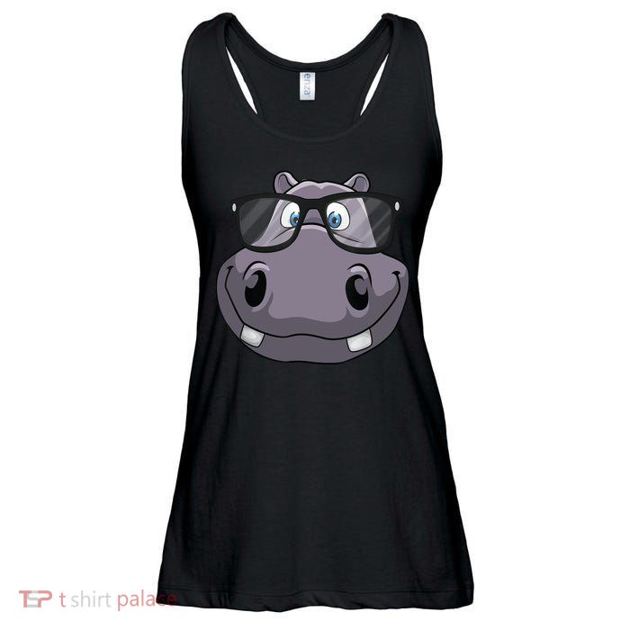 Cool Hippo For Reading Hippopotamus Zoo Ladies Essential Flowy Tank