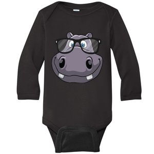 Cool Hippo For Reading Hippopotamus Zoo Baby Long Sleeve Bodysuit