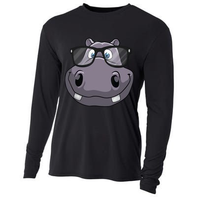 Cool Hippo For Reading Hippopotamus Zoo Cooling Performance Long Sleeve Crew