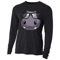 Cool Hippo For Reading Hippopotamus Zoo Cooling Performance Long Sleeve Crew