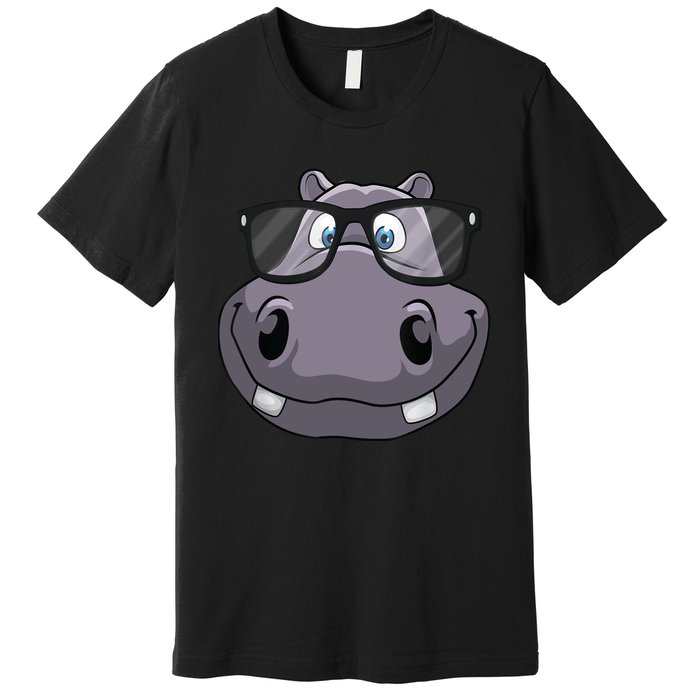 Cool Hippo For Reading Hippopotamus Zoo Premium T-Shirt