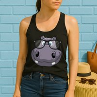 Cool Hippo For Reading Hippopotamus Zoo Womens Tank Top