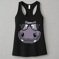 Cool Hippo For Reading Hippopotamus Zoo Womens Tank Top