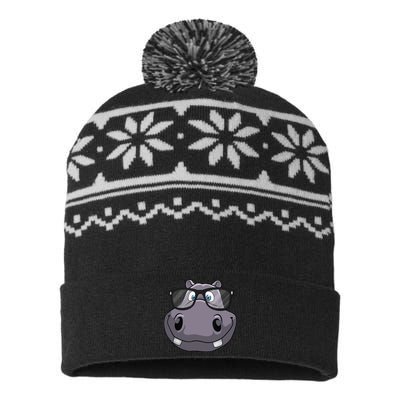 Cool Hippo For Reading Hippopotamus Zoo USA-Made Snowflake Beanie