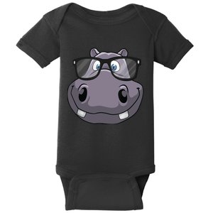 Cool Hippo For Reading Hippopotamus Zoo Baby Bodysuit