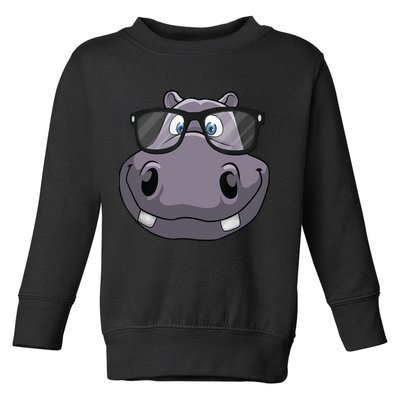 Cool Hippo For Reading Hippopotamus Zoo Toddler Sweatshirt