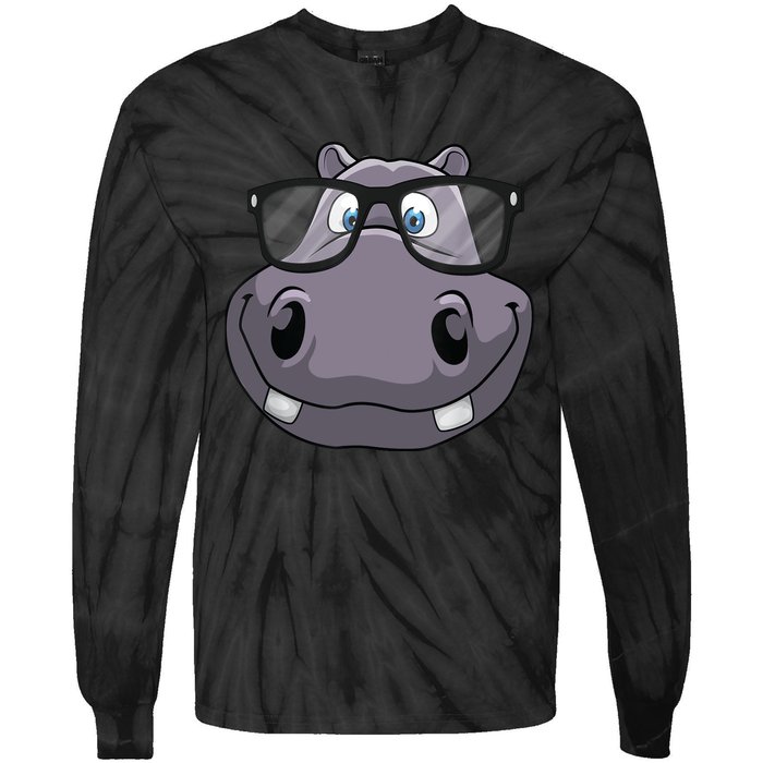 Cool Hippo For Reading Hippopotamus Zoo Tie-Dye Long Sleeve Shirt