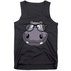 Cool Hippo For Reading Hippopotamus Zoo Tank Top