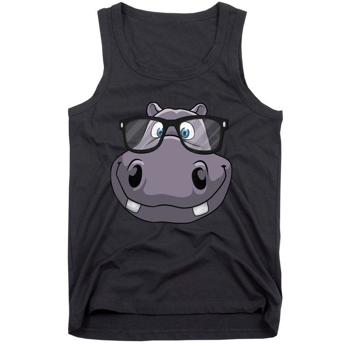 Cool Hippo For Reading Hippopotamus Zoo Tank Top