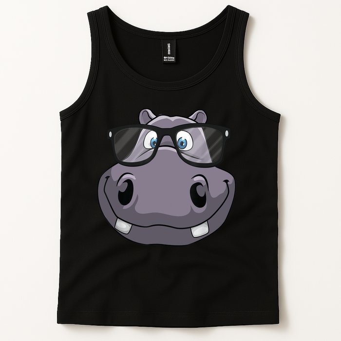 Cool Hippo For Reading Hippopotamus Zoo Tank Top
