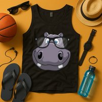 Cool Hippo For Reading Hippopotamus Zoo Tank Top