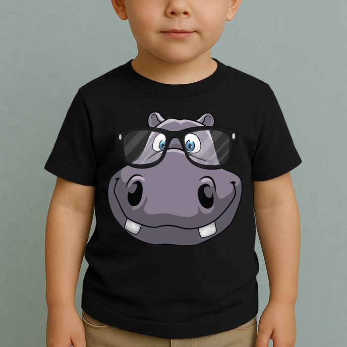 Cool Hippo For Reading Hippopotamus Zoo Toddler T-Shirt
