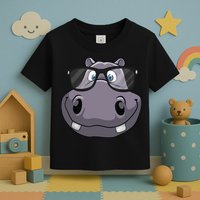 Cool Hippo For Reading Hippopotamus Zoo Toddler T-Shirt