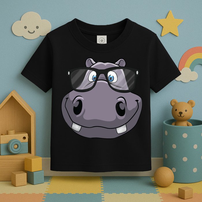 Cool Hippo For Reading Hippopotamus Zoo Toddler T-Shirt
