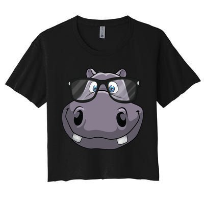 Cool Hippo For Reading Hippopotamus Zoo Crop Top