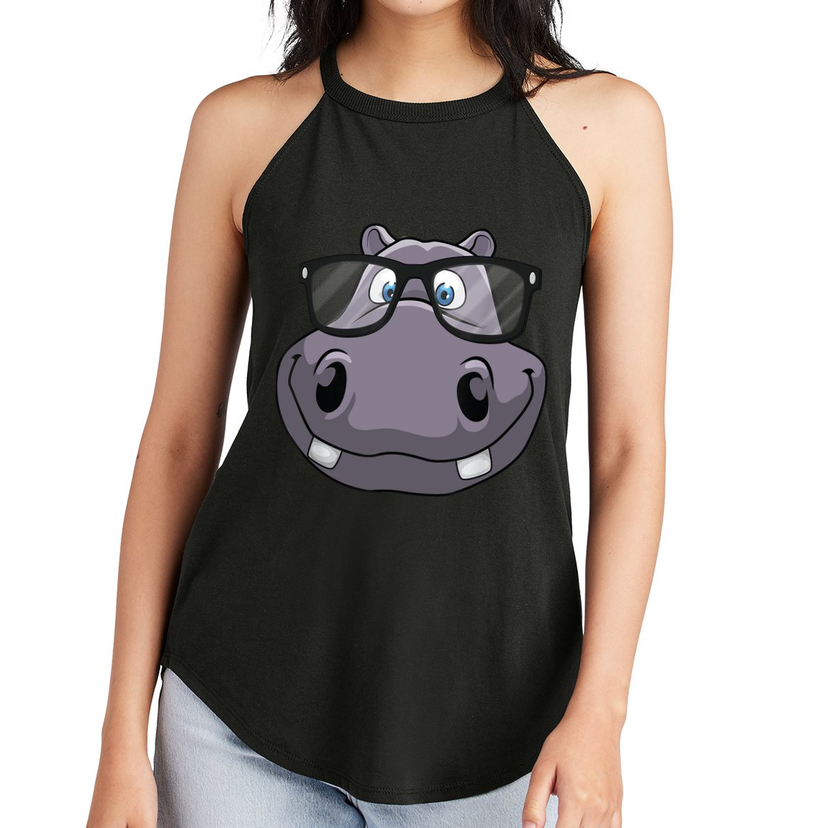 Cool Hippo For Reading Hippopotamus Zoo Women's Perfect Tri Rocker Tank