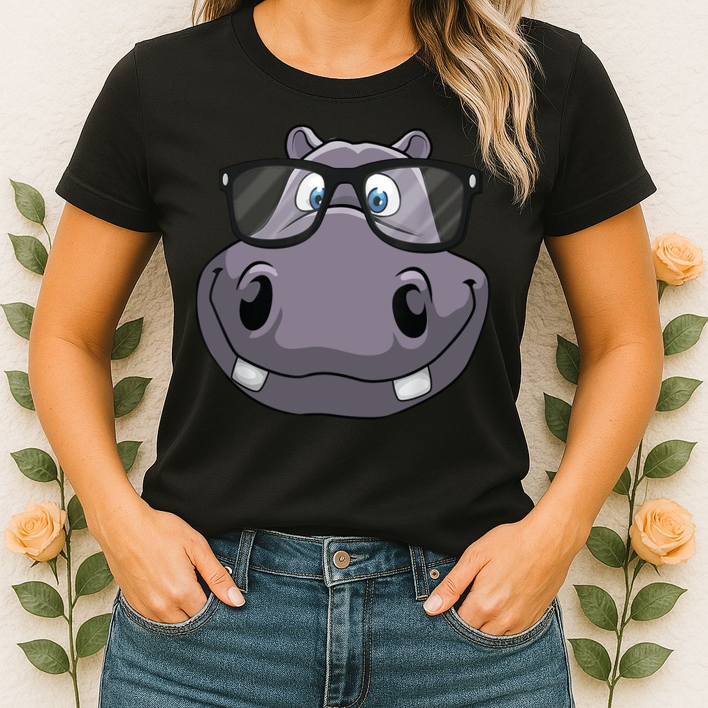 Cool Hippo For Reading Hippopotamus Zoo Womens T-Shirt