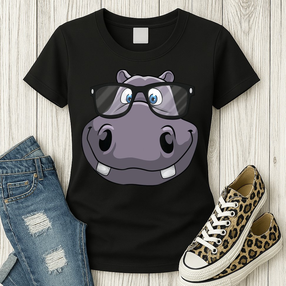 Cool Hippo For Reading Hippopotamus Zoo Womens T-Shirt