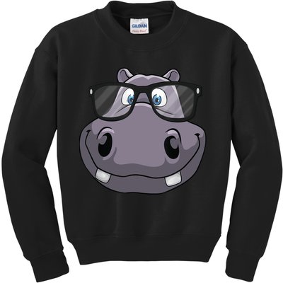 Cool Hippo For Reading Hippopotamus Zoo Kids Sweatshirt