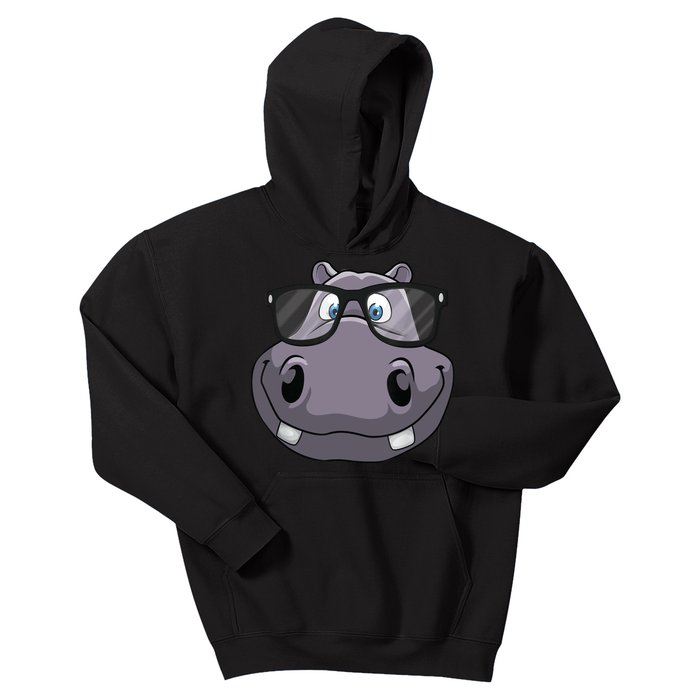 Cool Hippo For Reading Hippopotamus Zoo Kids Hoodie