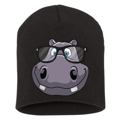 Cool Hippo For Reading Hippopotamus Zoo Short Acrylic Beanie