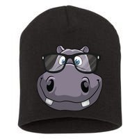 Cool Hippo For Reading Hippopotamus Zoo Short Acrylic Beanie
