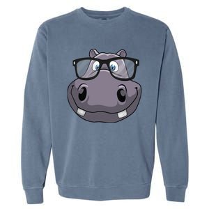 Cool Hippo For Reading Hippopotamus Zoo Garment-Dyed Sweatshirt