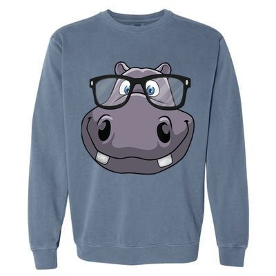 Cool Hippo For Reading Hippopotamus Zoo Garment-Dyed Sweatshirt