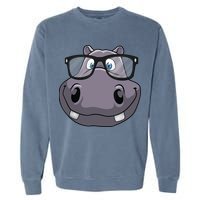 Cool Hippo For Reading Hippopotamus Zoo Garment-Dyed Sweatshirt