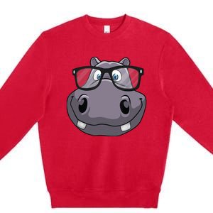 Cool Hippo For Reading Hippopotamus Zoo Premium Crewneck Sweatshirt