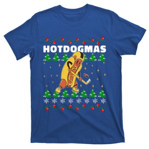 Christmas Hotdog Funky Food Playing Icehockey Funny Xmas Great Gift T-Shirt