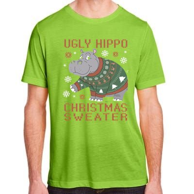 Christmas Hippopotamus Funny Snowflake And Reindeer Design Gift Adult ChromaSoft Performance T-Shirt