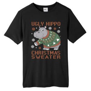 Christmas Hippopotamus Funny Snowflake And Reindeer Design Gift Tall Fusion ChromaSoft Performance T-Shirt