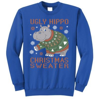 Christmas Hippopotamus Funny Snowflake And Reindeer Design Gift Sweatshirt