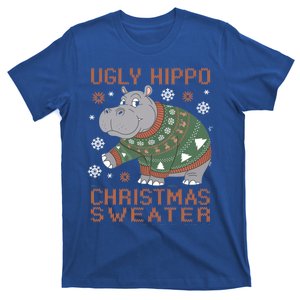 Christmas Hippopotamus Funny Snowflake And Reindeer Design Gift T-Shirt